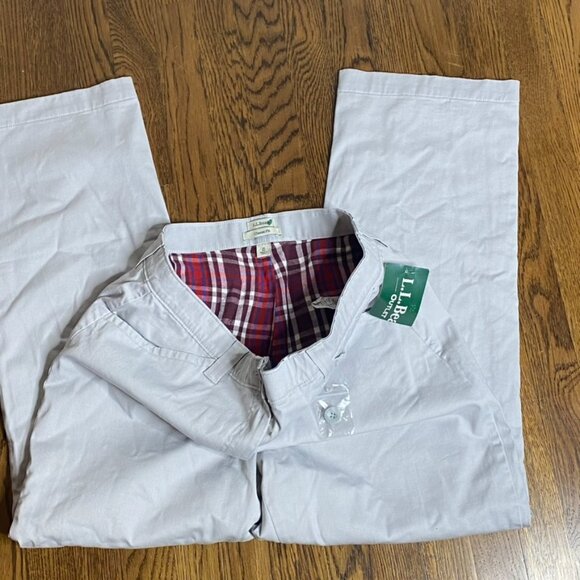 L.L. Bean flannel lined Classic Fit size 10 khaki NWT women's - Picture 1 of 7